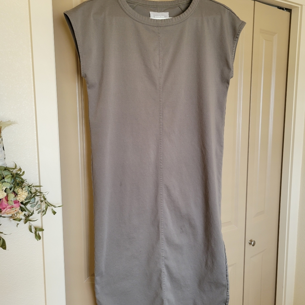 Everlane green tee dress with side slit
